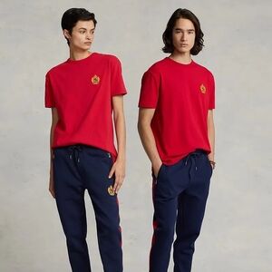 Ralph Lauren Red T-Shirt with Embroidered Logo Unisex